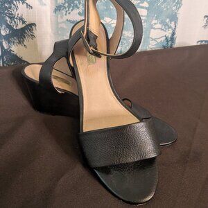 🖤 Louise et Cie Black Leather Strappy Low Heels — Size 9M